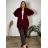 Svetr cardigan pletený na knoflík dámský nadrozměr Ester (50/52/54 ONE SIZE) ITALSKÁ MÓDA IMD25162/DUR 50/52/54 vínová