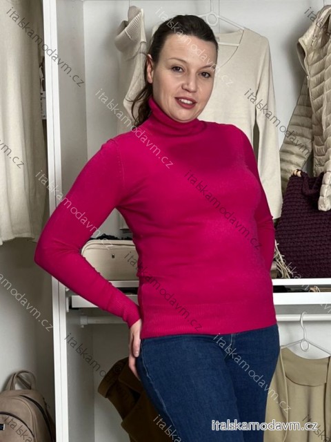 Svetr tenký s rolákem dlouhý rukáv dámský HANNAH (S/M/L ONE SIZE) ITALSKÁ MÓDA IMPLP2532030050/DUR S/M/L tmavě růžová