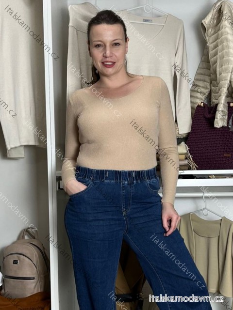 Svetr úpletový dlouhý rukáv dámský MONA (S/M/L) ITALSKÁ MODA MB2125CV715-4/DUR S/M/L béžová