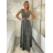 Šaty dlhé elegantné společenské trblietavé bez rukávov dámske MONA (XS/S/M ONE SIZE) TALIANSKA MÓDA IMM25M16486/DUR tmavě stříbrná XS/S/M