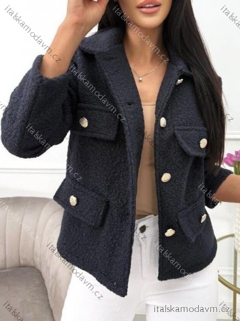 Kabátek beránkový flaušový dlouhý rukáv dámský (S/M/L ONE SIZE) ITALSKÁ MÓDA IMD25177/DR