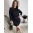 Šaty krátké teplé dlouhý rukáv dámské (S/M/L ONE SIZE) ITALSKÁ MÓDA IMD25225