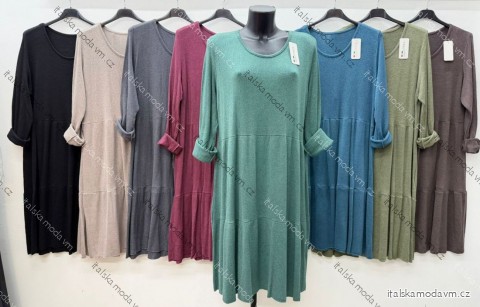 Šaty teplé dlhý rukáv dámske nadrozmer (50/52/54 ONE SIZE) TALIANSKA MÓDA IM425812