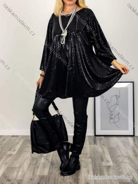 Šaty společenské elegantní třpytivé dlouhý rukáv dámské (S/M/L ONE SIZE) ITALSKÁ MÓDA IMM25M271