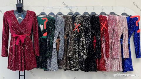 Šaty společenské elegantní třpytivé dlouhý rukáv dámské (XS/S/M ONE SIZE) ITALSKÁ MÓDA IMM25M26139