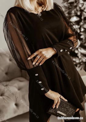 Šaty elegantní dlouhý rukáv dámské (S/M/L ONE SIZE) ITALSKÁ MÓDA IMPLI2520582B