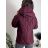 Bunda dlouhý rukáv dámská (S/M/L ONE SIZE) ITALSKÁ MÓDA IMPOZ25SM-3276/DU vínová S/M/L