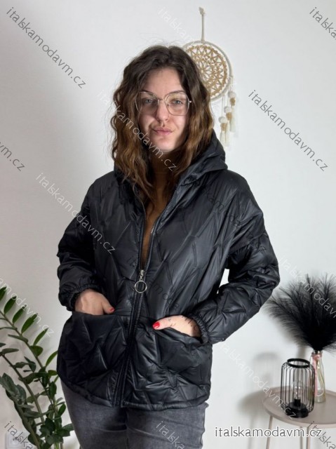 Bunda dlhý rukáv dámska (S/M/L ONE SIZE) TALIANSKA MÓDA IMPOZ25SM-3276/DU čierna S/M/L