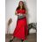 Šaty elegantné dlouhé bez rukávu rukávu dámske SARA (M/L/XL ONE SIZE) TALIANSKA MóDA IM4251146/DUR M/L/XL červená