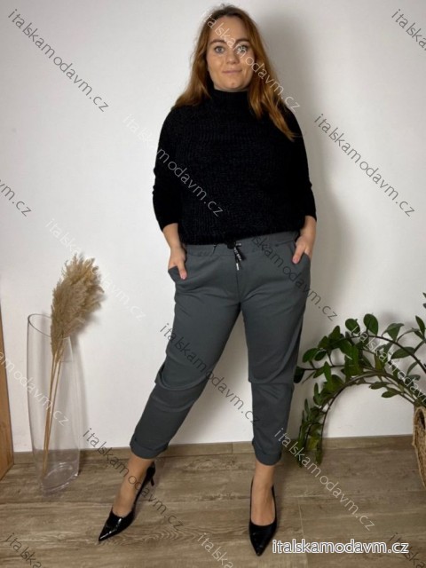 Kalhoty strečové dámské nadrozměr (48/50/52 ONE SIZE) ITALSKÁ MÓDA IM425056
