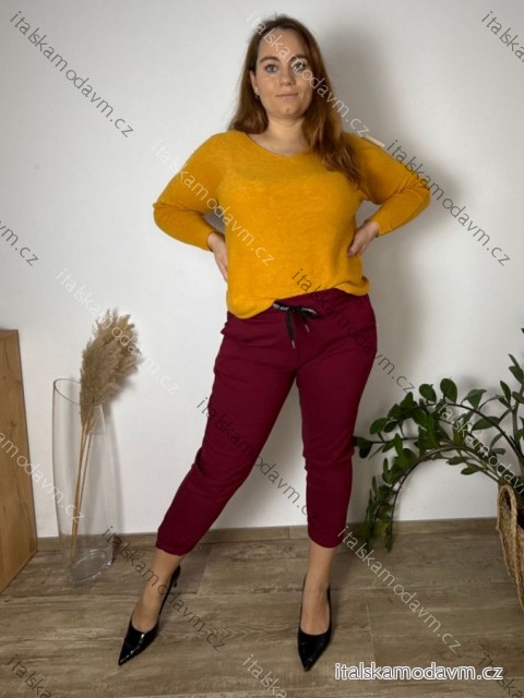 Kalhoty strečové dámské nadrozměr (48/50/52 ONE SIZE) ITALSKÁ MÓDA IM425056