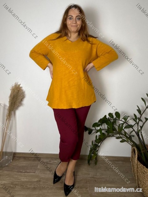 Svetr úpletový dlouhý rukáv dámský nadrozměr (54/56/58 ONE SIZE) ITALSKÁ MÓDA IMC25366