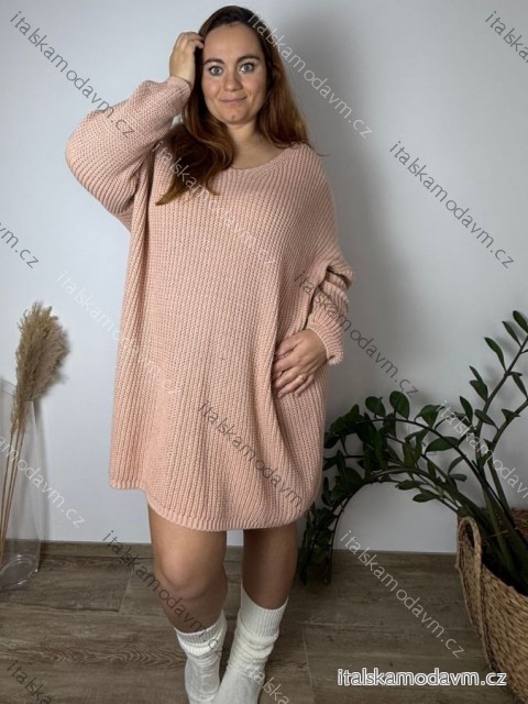 Šaty pletené alá sveter predĺžený dlhý rukáv dámske nadrozměr (3XL/4XL ONE SIZE) TALIANSKÁ MÓDA IM4212669