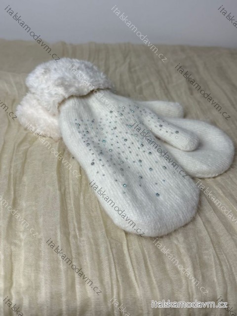Rukavice palcové s kožíškem dámské (ONE SIZE) AURA.VIA AURA25NK5577/DUR ONE SIZE biela