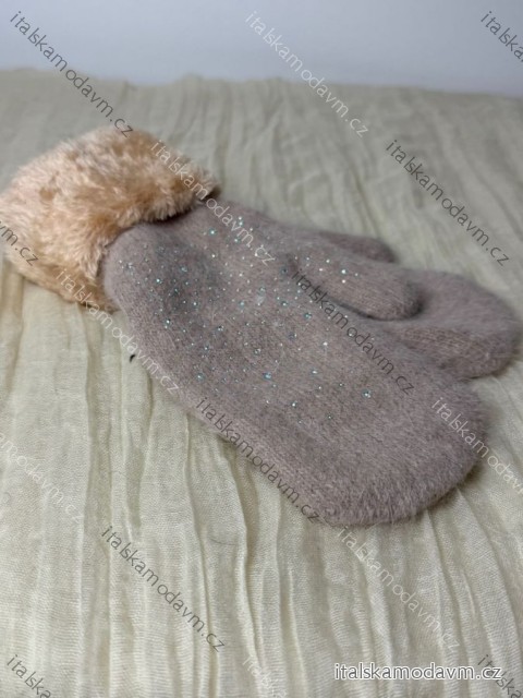 Rukavice palcové s kožúškom dámske (ONE SIZE) AURA.VIA AURA25NK5577/DUR ONE SIZE hnedá