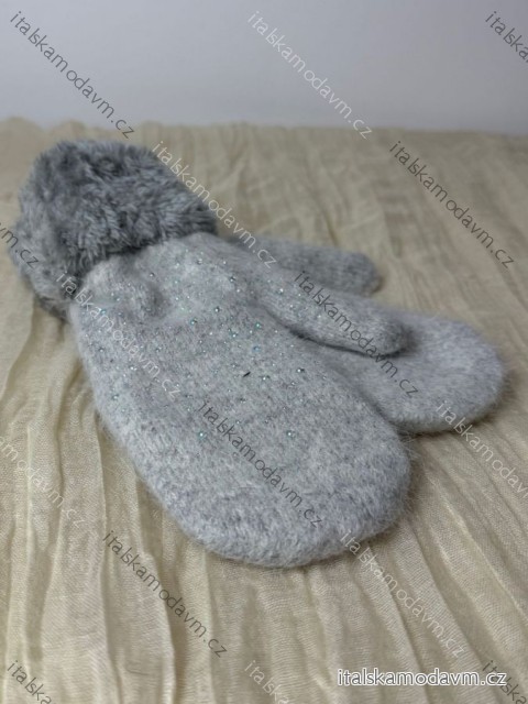 Rukavice palcové s kožúškom dámske (ONE SIZE) AURA.VIA AURA25NK5577/DUR ONE SIZE šedá svetlá