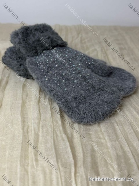 Rukavice palcové s kožúškom dámske (ONE SIZE) AURA.VIA AURA25NK5577/DUR ONE SIZE šedá tmavá