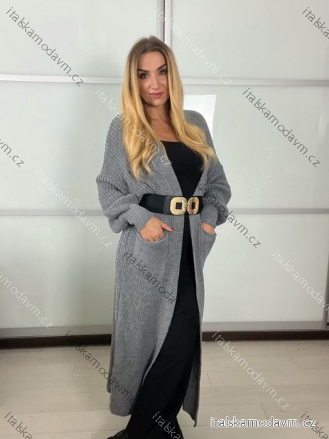 Cardigan dlouhý pletený dlouhý rukáv dámský (S/M/L ONE SIZE) ITALSKÁ MÓDA IMPLI258091/DU
