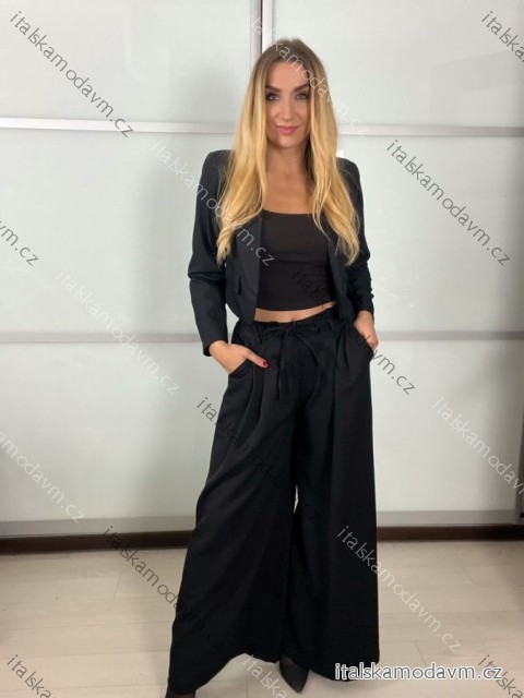 Kalhoty dlouhé s páskem dámské (S/M/L ONE SIZE) ITALSKÁ MÓDA IMM25M12825/DU -   Černá -   S/M/L
