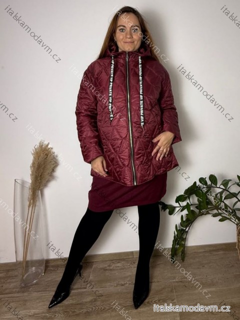 Bunda s kapucňou dlhý rukáv dámska nadrozmer MAYA (50/52/54 ONE SIZE) TALIANSKA MÓDA IMSM251138/DR