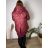 Bunda s kapucňou dlhý rukáv dámska nadrozmer MAYA (50/52/54 ONE SIZE) TALIANSKA MÓDA IMSM251138/DR 50/52/54 vínová