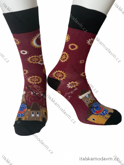 Ponožky veselé praha pánské  (,41-43,44-46) POLSKÁ MÓDA DPP23011/DR 41-43 vínová