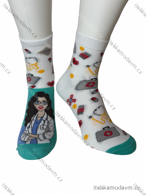 Ponožky veselé doktorka dámské (35-37.38-40) POLSKÁ MÓDA DPP250822/DR 35-37 bílá