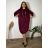 Šaty teplé dlouhý rukáv dámské nadrozměr DITA (50/52/54 ONE SIZE) ITALSKÁ MÓDA IM425668/DU 50/52/54 vínová