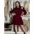 Šaty úpletové teplé dlouhý rukáv dámské LUCY (S/M/L ONE SIZE) ITALSKÁ MÓDA IMD23564/DR S/M/L vínová