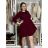 Šaty úpletové teplé dlouhý rukáv dámské LUCY (S/M/L ONE SIZE) ITALSKÁ MÓDA IMD23564/DR S/M/L vínová