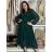 Šaty elegantní s páskem dlouhý rukáv dámský SAFIR (M/L/XL ONE SIZE) italská móda  IMWMY251114/DU M/L/XL zelená smaragdová