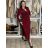 Šaty elegantní dlouhý rukáv dámský (S/M/L ONE SIZE) italská móda  IMWMY251116/DU S/M/L vínová