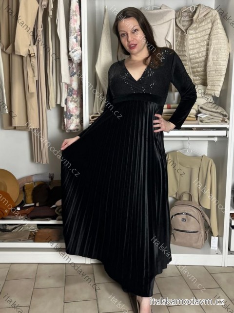 Šaty elegantní dlouhý rukáv dámské (S/M/L ONE SIZE) ITALSKÁ MÓDA IMWKH2511111/DU