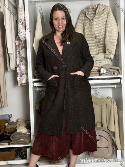 Kabát flaušový beránkový dlouhý rukáv dámský (M/L/XL ONE SIZE) ITALSKÁ MÓDA IMD25238