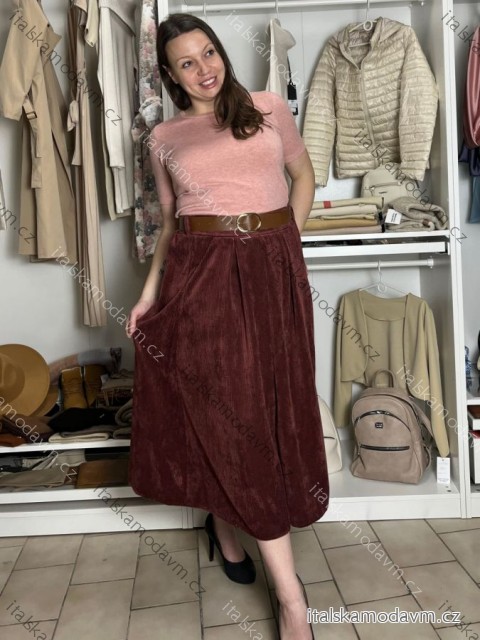 Sukně manžestrová s páskem dámská (S/M/L ONE SIZE) ITALSKÁ MÓDA IMPLU2552123/DU