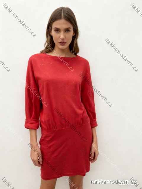 Šaty teplé třpytivé dlouhý rukáv dámské nadrozměr (48/50/52 ONE SIZE) ITALSKÁ MÓDA IM425844