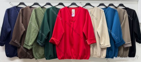 Mikina máslová dlouhý rukáv dámská nadrozměr (54/56/58 ONE SIZE) ITALSKÁ MÓDA IM425853