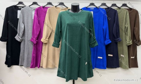 Šaty teplé dlouhý rukáv dámské nadrozměr (50/52/54 ONE SIZE) ITALSKÁ MÓDA IM425863