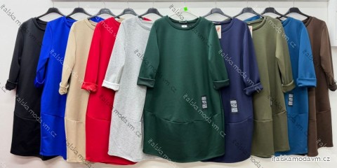 Šaty maslové dlhý rukáv dámske nadrozmer (46/48/50 ONE SIZE) TALIANSKA MÓDA IM425873