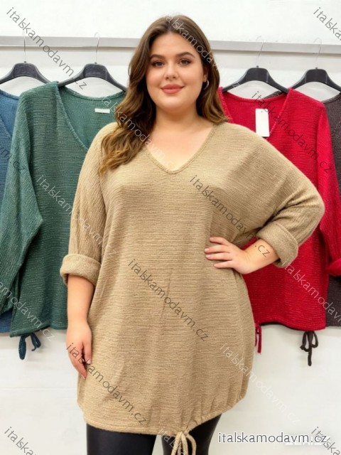 Tunika teplá stahovací dlouhý rukáv dámská nadrozměr (54/56/58 ONE SIZE) ITALSKÁ MÓDA IM425876