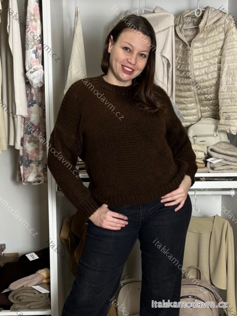 Svetr pletený oversize dlouhý rukáv dámský (M/L/XL ONE SIZE) ITALSKÁ MODA IMWKA259910/DU