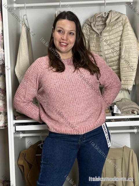 Sveter pletený dlhý rukáv dámsky AGY (M/L-XL/2XL) AMBITIONFLY AMB25N410T/DUR XL/2XL růžová světlá