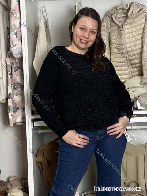 Sveter pletený dlhý rukáv dámsky AGY (M/L-XL/2XL) AMBITIONFLY AMB25N410T/DUR XL/2XL čierna