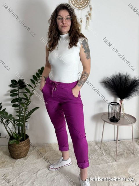 Kalhoty strečové dlouhé dámské PANTALONE (S/M/L ONE SIZE) IMPOZ25LV-6318/DUR fuchsiová S/M/L