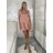 Šaty krátke voľnočasové letné krátky rukáv dámske MILANO (S/M/L ONE SIZE) TALIANSKA MÓDA IMPOC2510088/DUR S/M/L ružová staroružová