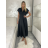 Šaty dlouhé elegantní krátký rukáv dámské (S/M/L ONE SIZE) ITALSKÁ MÓDA IMPLU2527434/DU S/M/L Černá