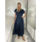 Šaty dlhé elegantné krátký rukáv dámske (S/M/L ONE SIZE) TALIANSKA MÓDA IMPLU2527434/DU S/M/L tmavo modrá