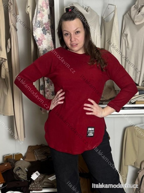 Tunika prodloužená teplá  dluhý rukáv dámská MARIKA (M/L/XL ONE SIZE) ITALSKÁ MÓDA IMD24382/DU M/L/XL vínová