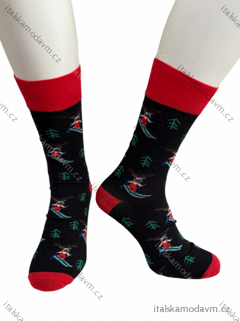Ponožky veselé vánoční pánské (39-46) POLSKÁ MÓDA DPP250836/DR 42-46 červená