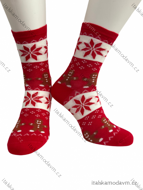 Ponožky vánoční veselé slabé dámské (35-37, 37-41) POLSKÁ MÓDA DPP250838/DR 37-41 červená
